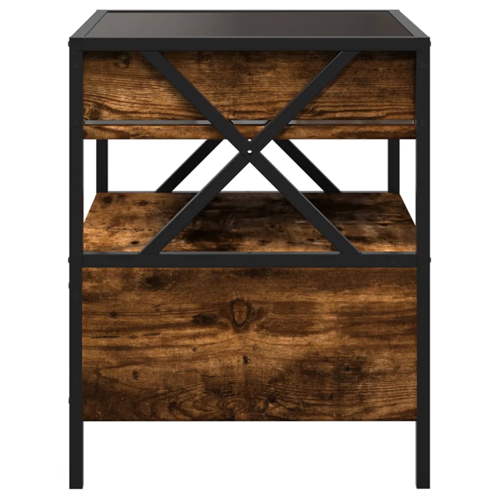 Bedside table with Infinity LED, smoked oak, 40x40x51cm