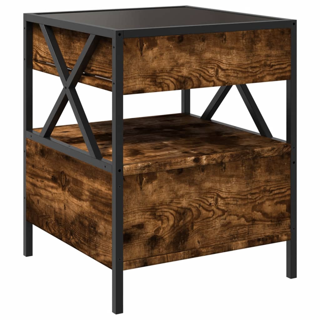 Bedside table with Infinity LED, smoked oak, 40x40x51cm