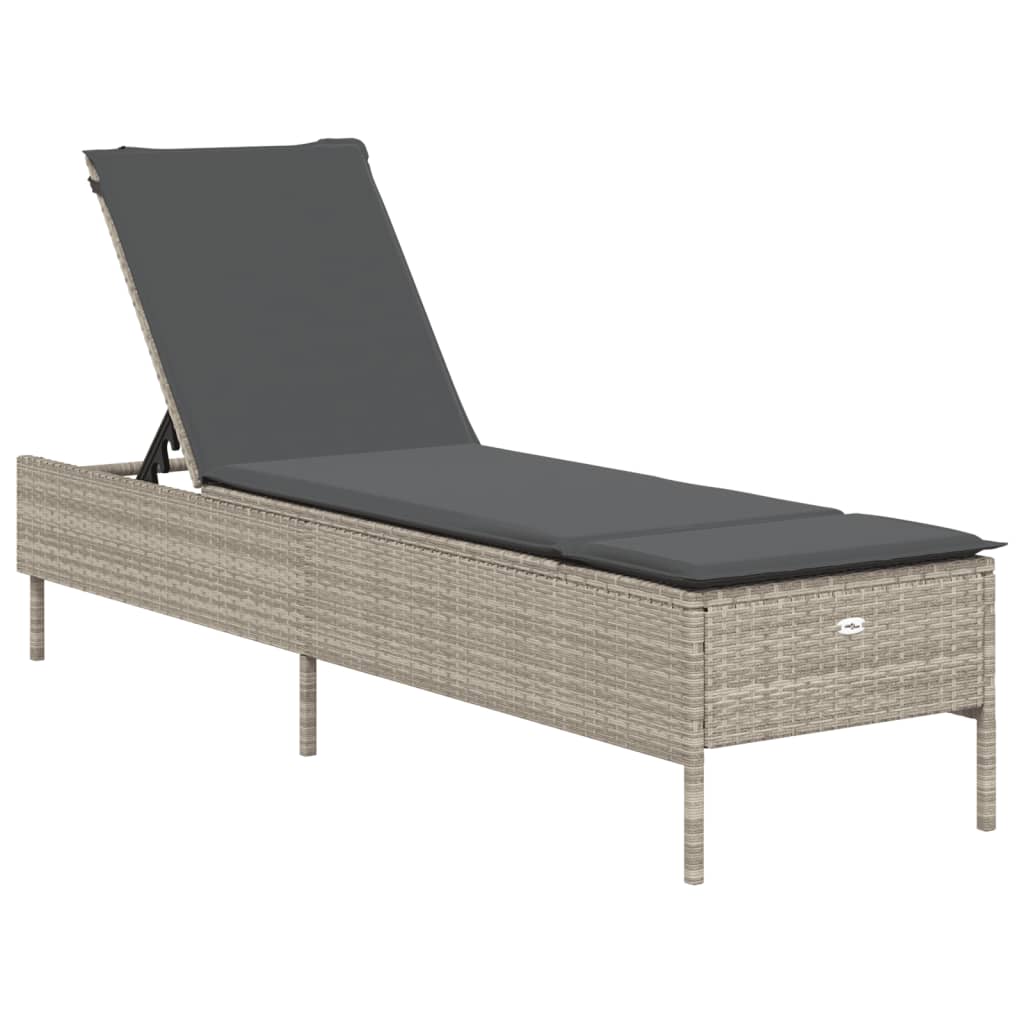 Sun Lounger Set, 3-Piece, Light Grey, Poly Rattan