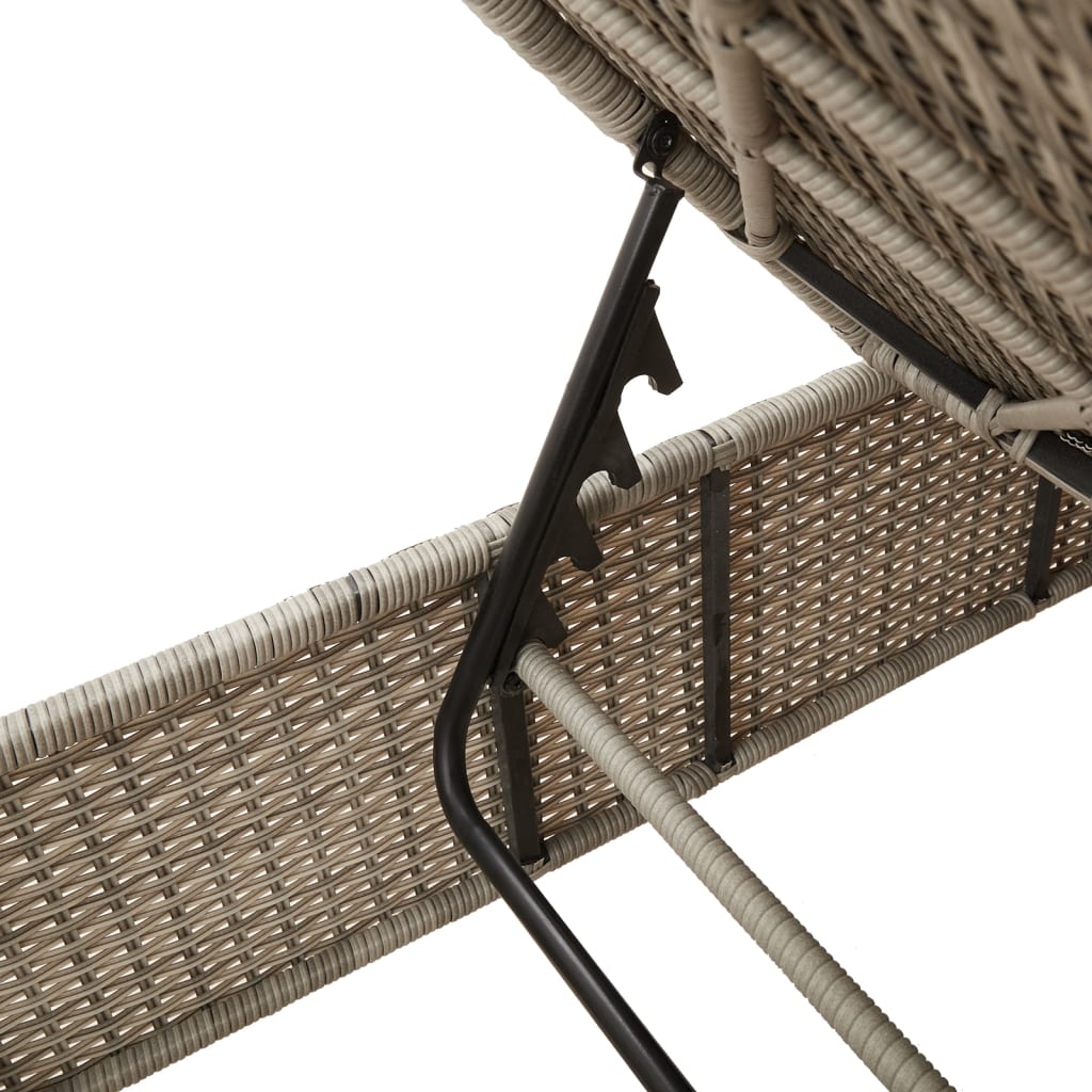 Sun Lounger Set, 3-Piece, Light Grey, Poly Rattan