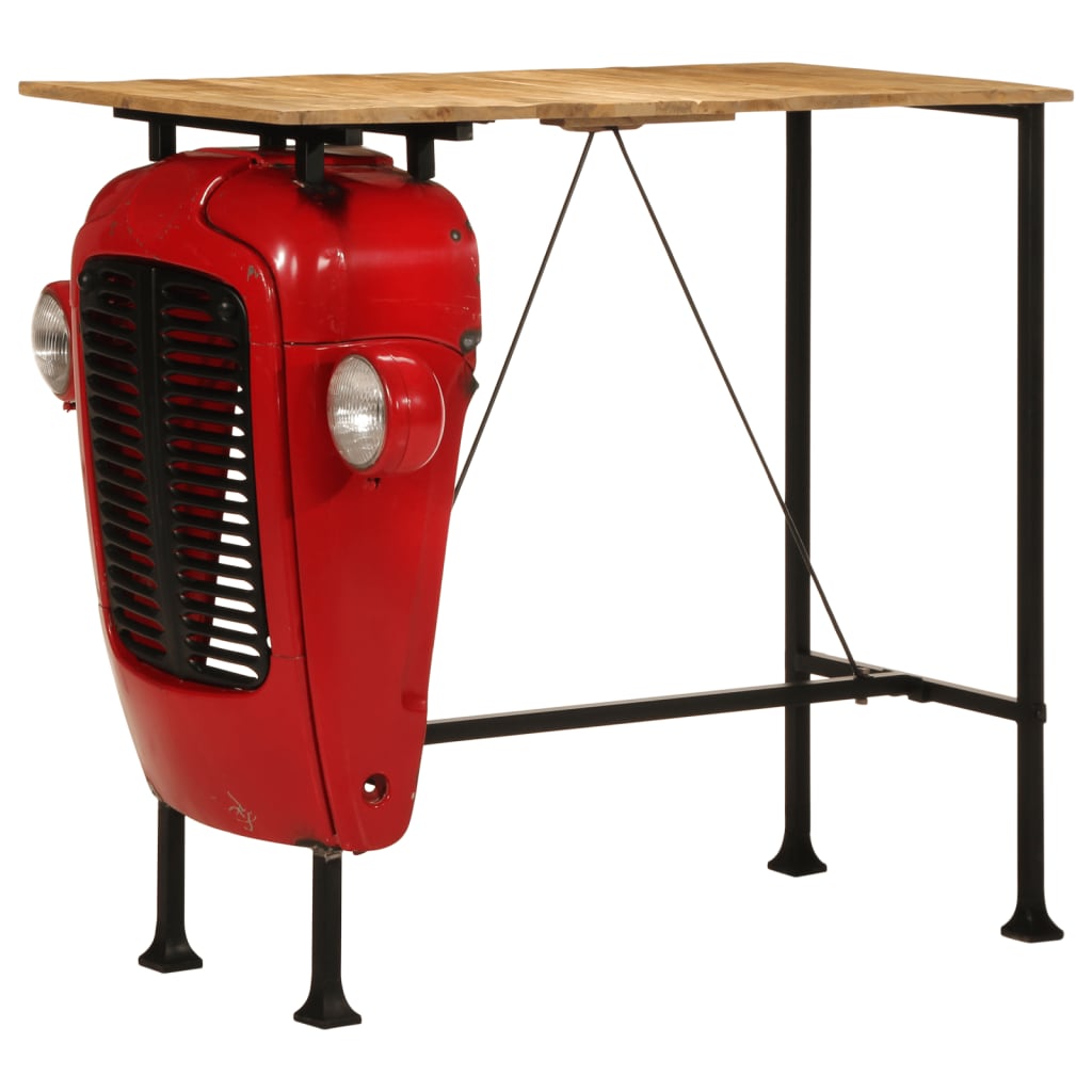 Tractor bar table, red/brown, 55x120x107cm, mango