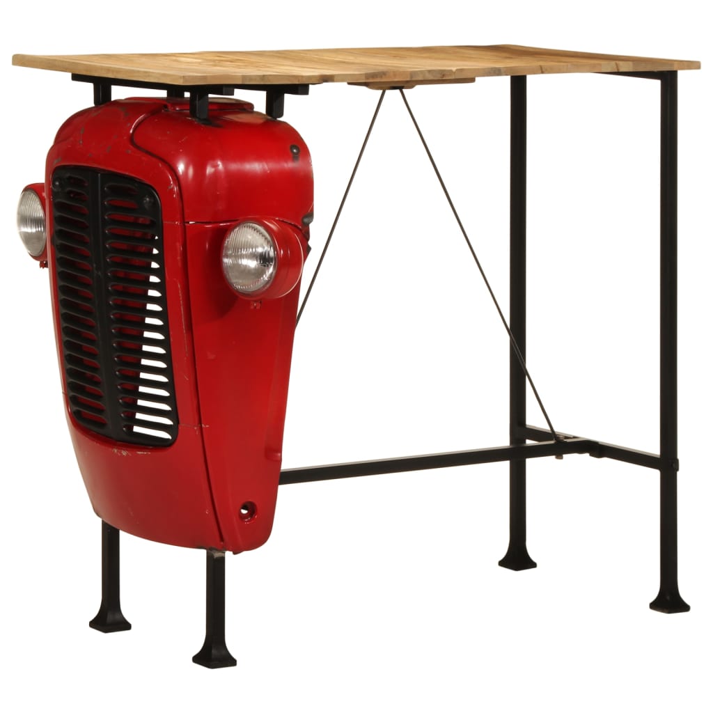 Tractor bar table, red/brown, 55x120x107cm, mango