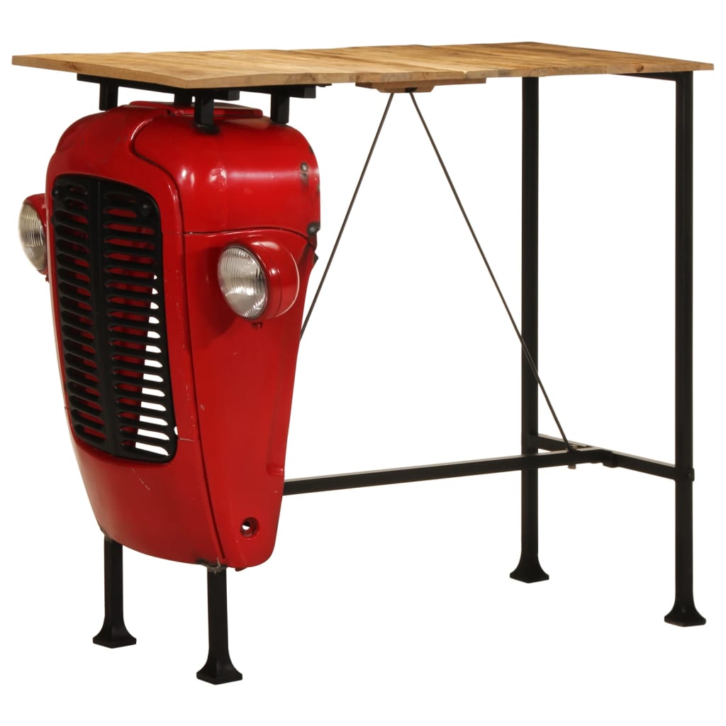 Tractor bar table, red/brown, 55x120x107cm, mango