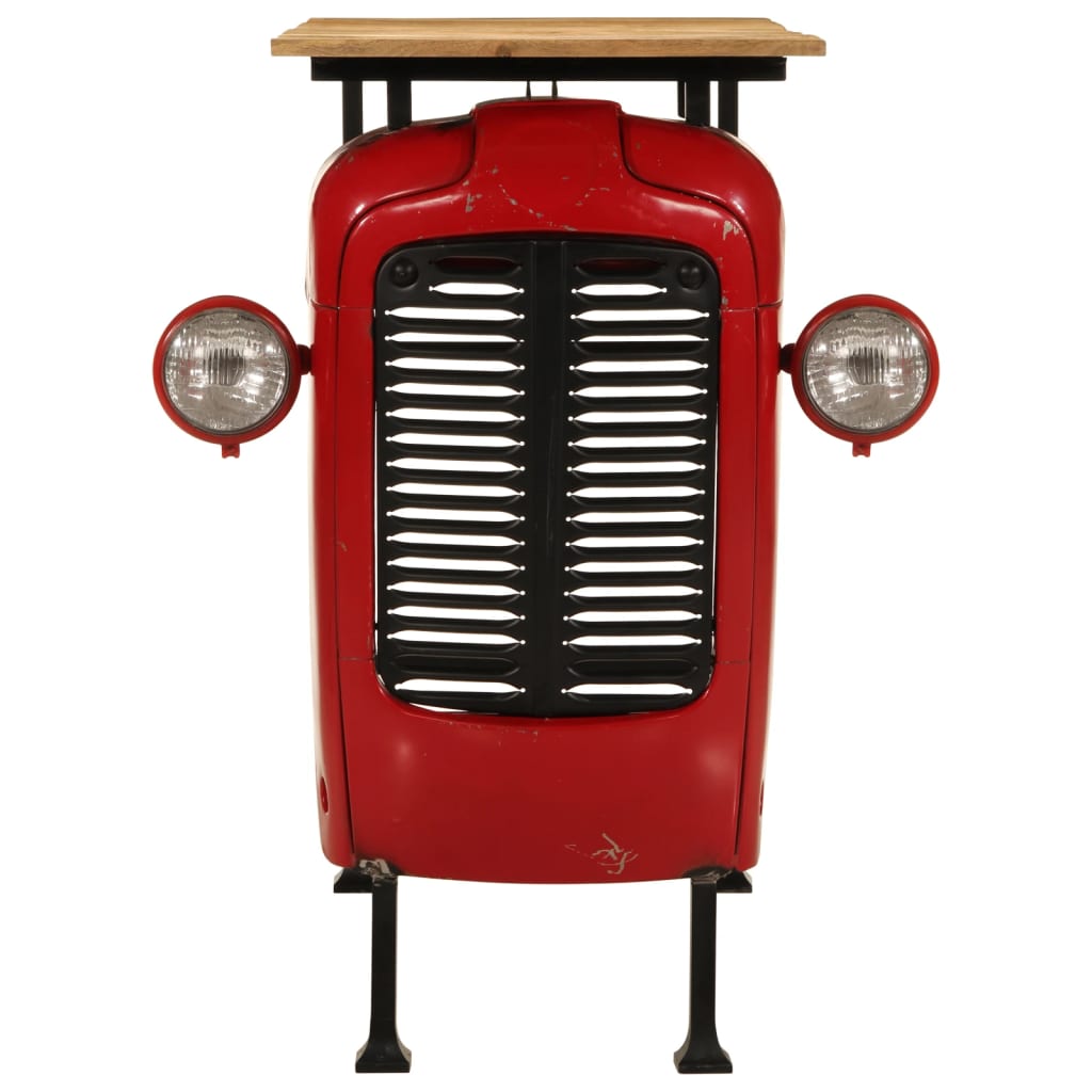 Tractor bar table, red/brown, 55x120x107cm, mango