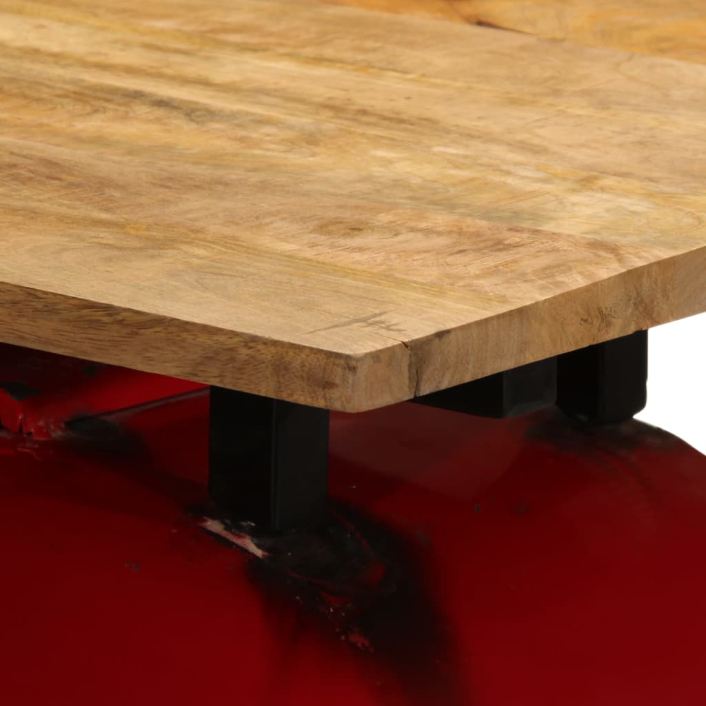 Tractor bar table, red/brown, 55x120x107cm, mango