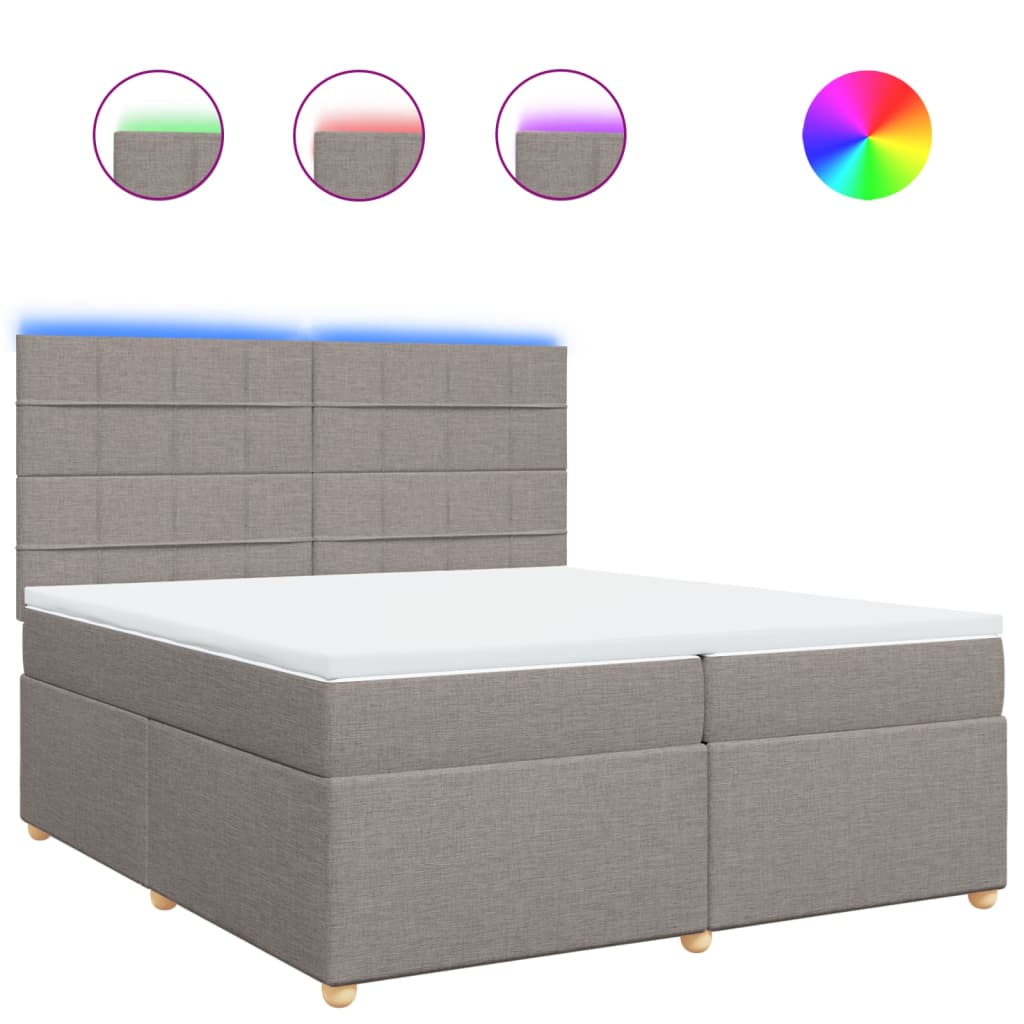 Box spring bed with mattress, taupe, 200x200 cm, fabric