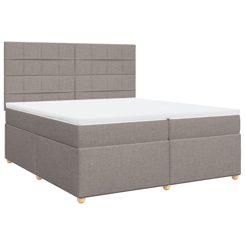 Box spring bed with mattress, taupe, 200x200 cm, fabric
