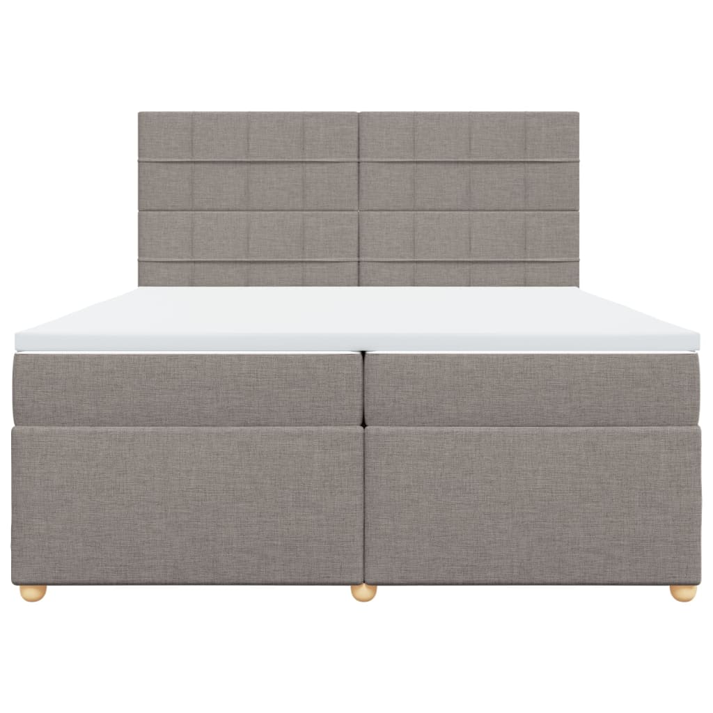 Box spring bed with mattress, taupe, 200x200 cm, fabric