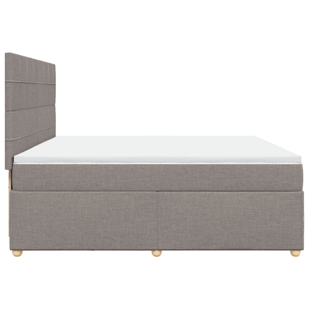 Box spring bed with mattress, taupe, 200x200 cm, fabric