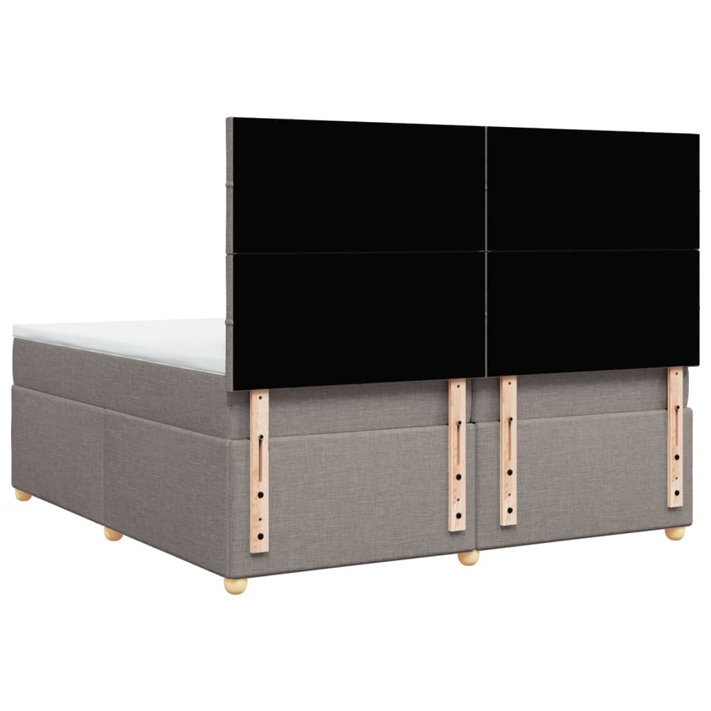 Box spring bed with mattress, taupe, 200x200 cm, fabric