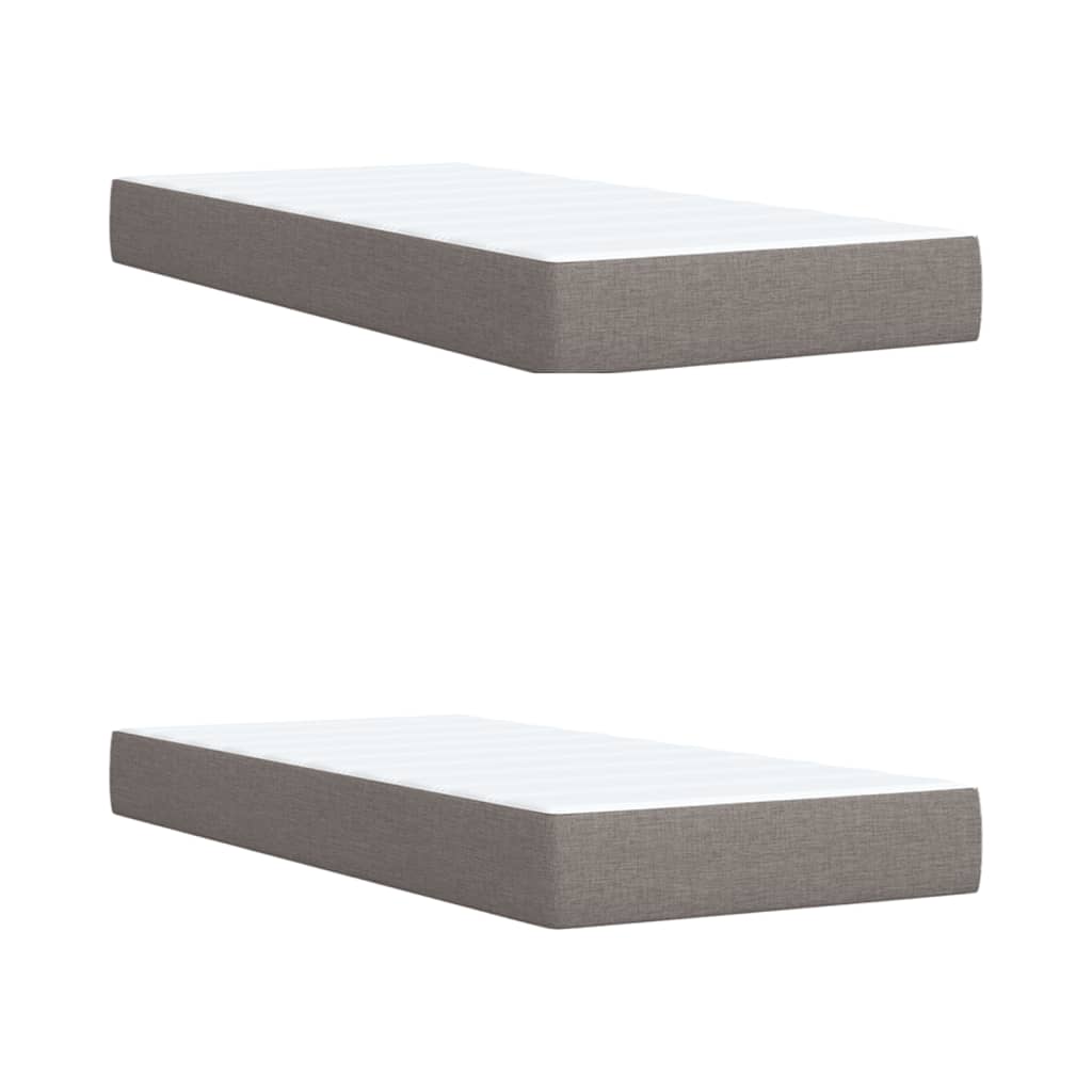 Box spring bed with mattress, taupe, 200x200 cm, fabric