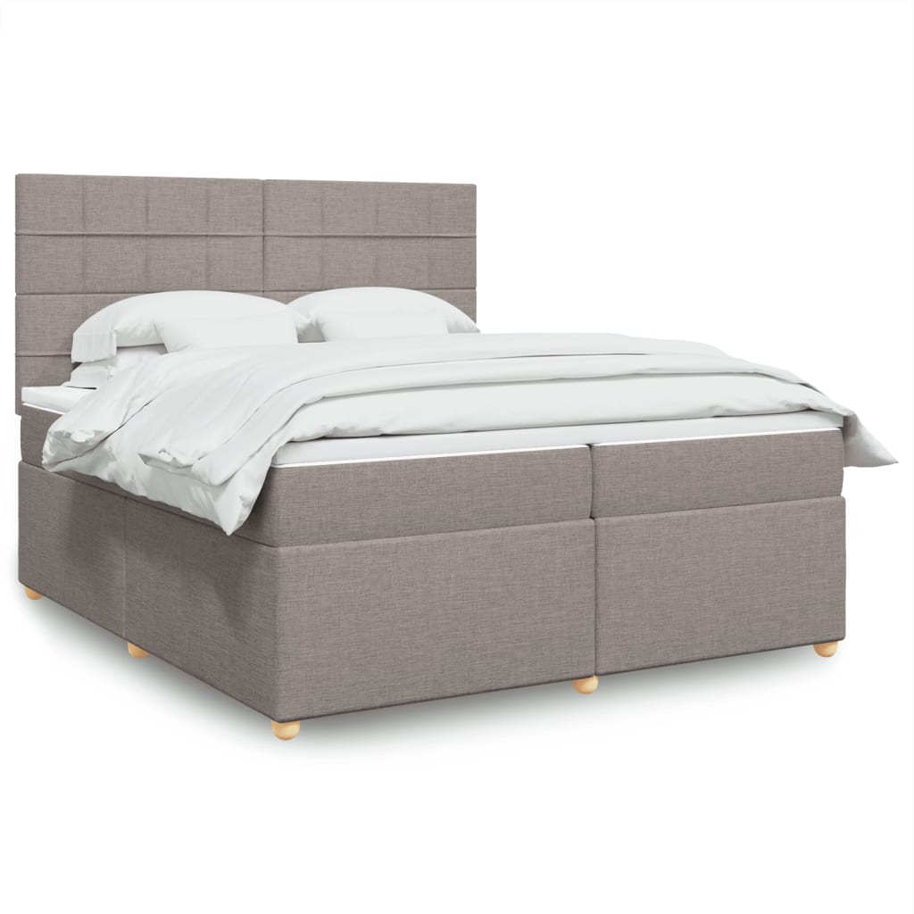 Box spring bed with mattress, taupe, 200x200 cm, fabric