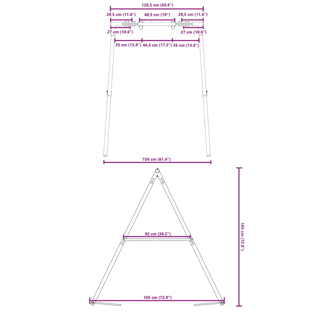 Lauko sūpynių rėmas plotis 156 x aukštis 185 cm