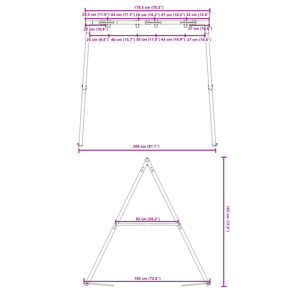 Lauko sūpynių rėmas plotis 206 x aukštis 185 cm