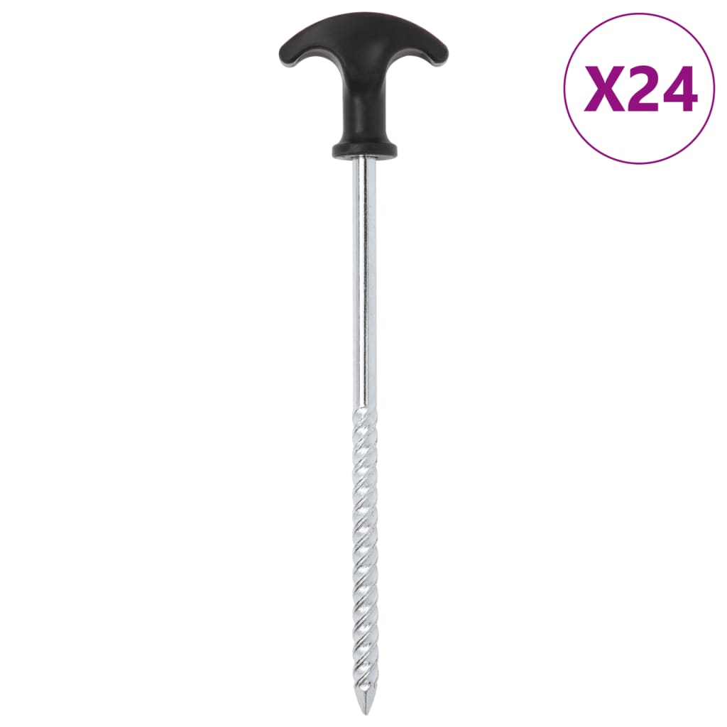 Tent pegs, 24 pcs., 20cm, diameter 7mm, steel