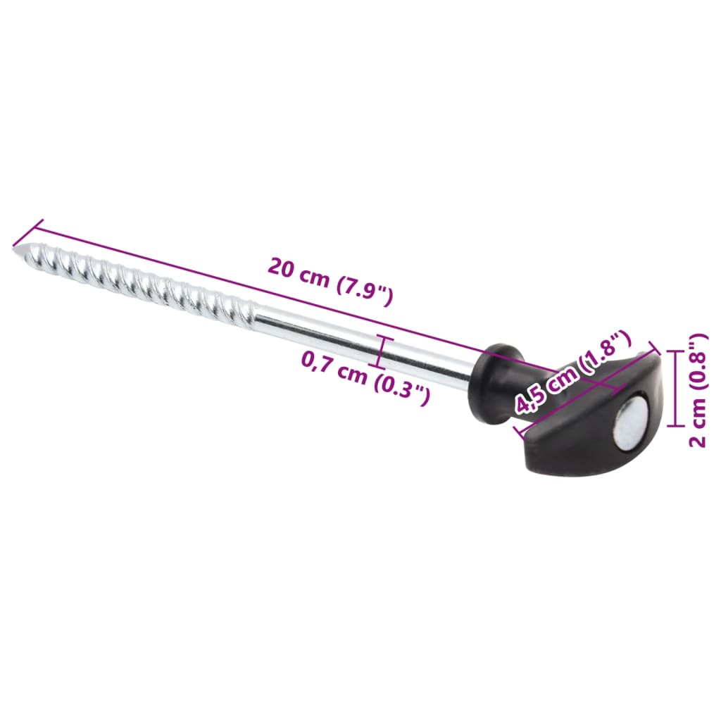 Tent pegs, 24 pcs., 20cm, diameter 7mm, steel
