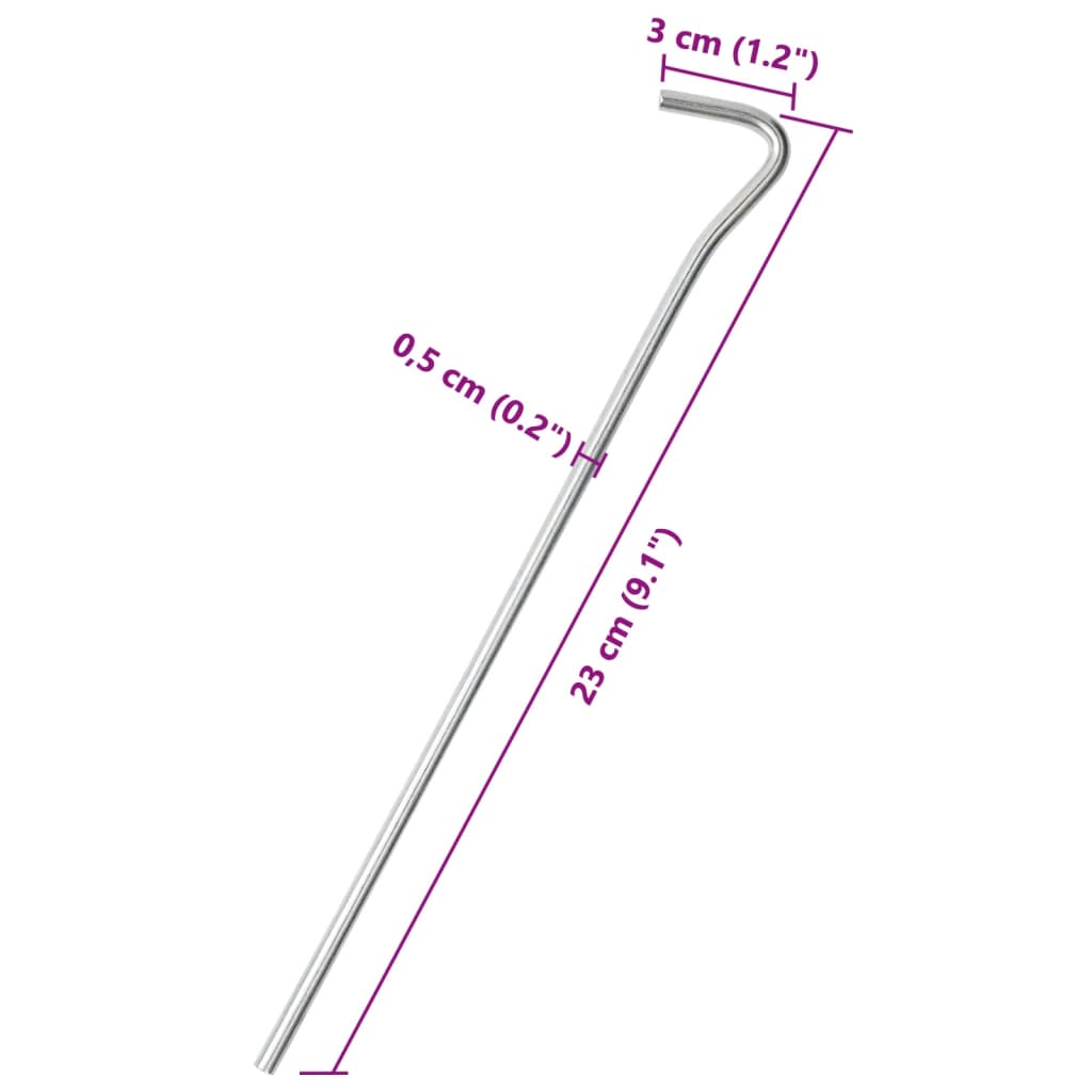 Telts mietiņi, 50 gab., 23 cm, diametrs 5 mm, tērauds