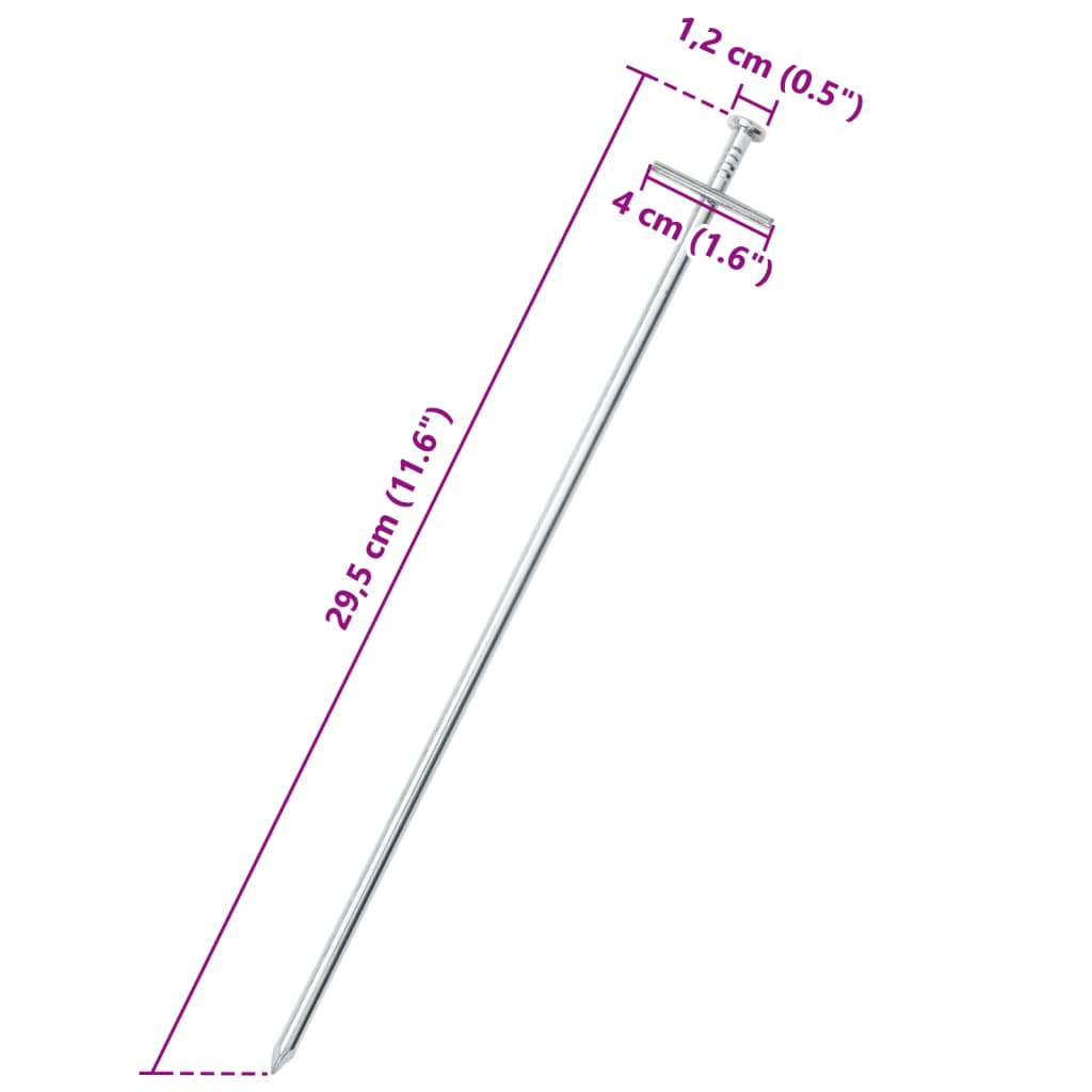 Tent stakes, 24 pcs, 29.5cm, 6mm diameter, steel