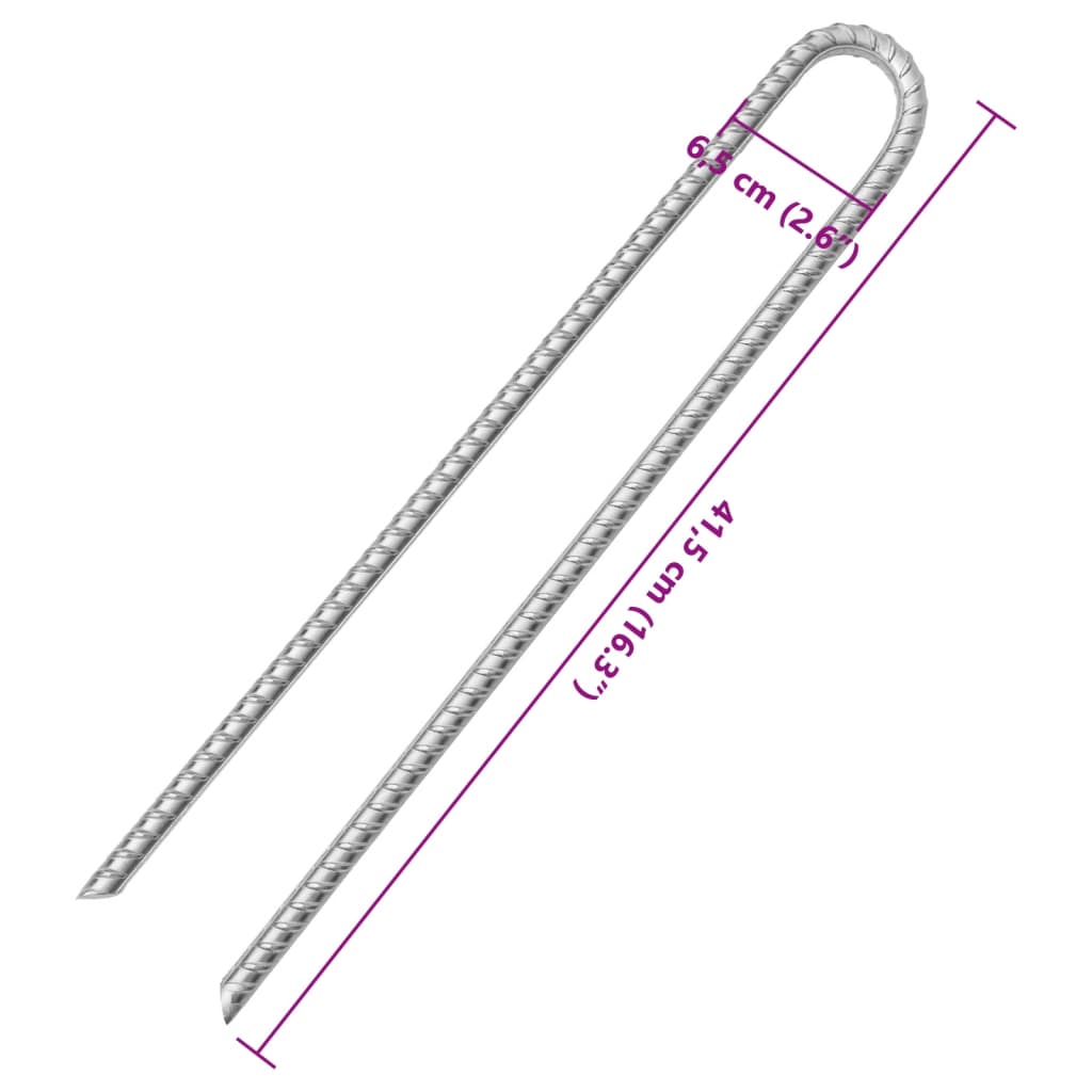 Tent pegs, 6 pcs., 41.5cm, diameter 12mm, U-shaped