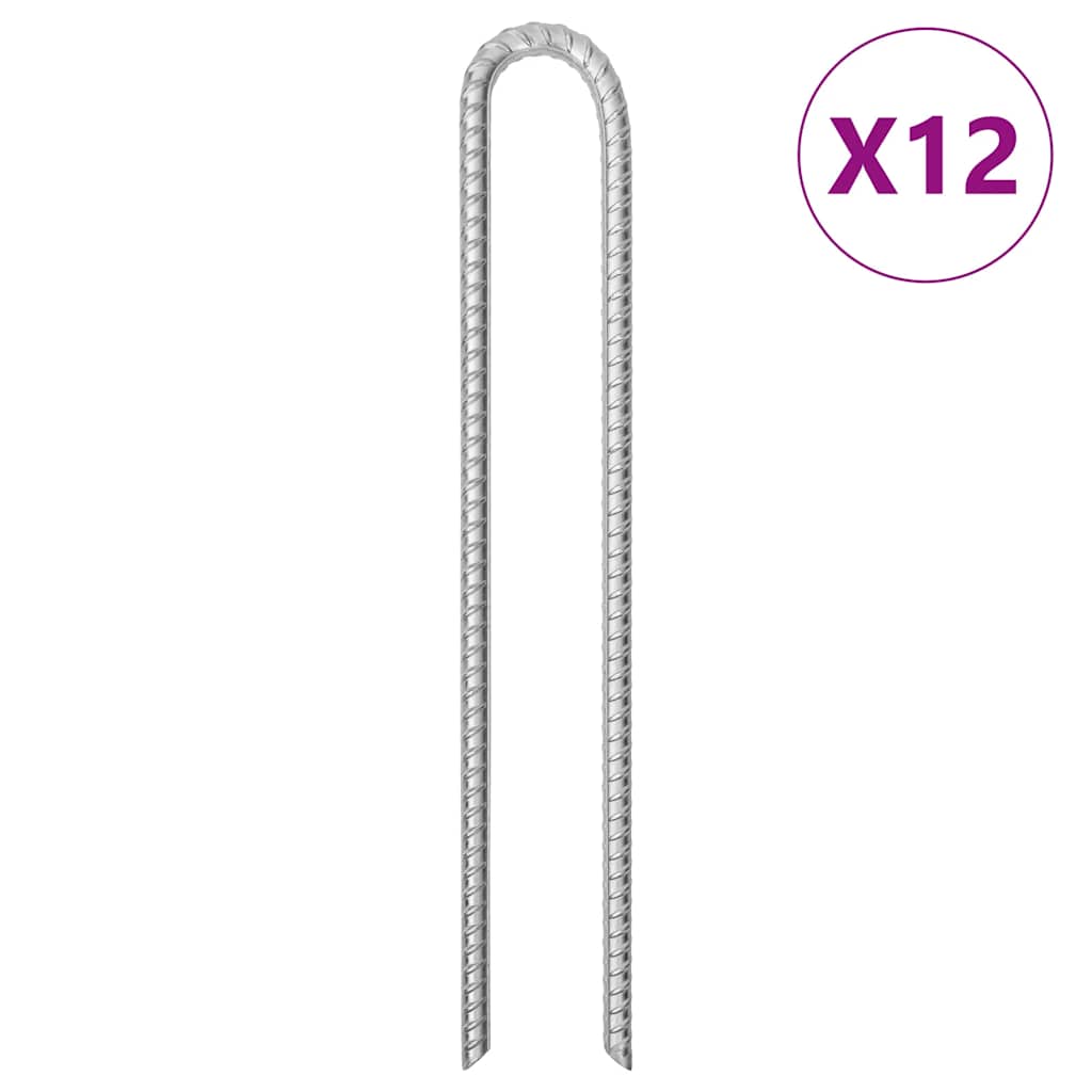 Tent pegs, 12 pcs, 41.5 cm, diameter 12mm, U shape