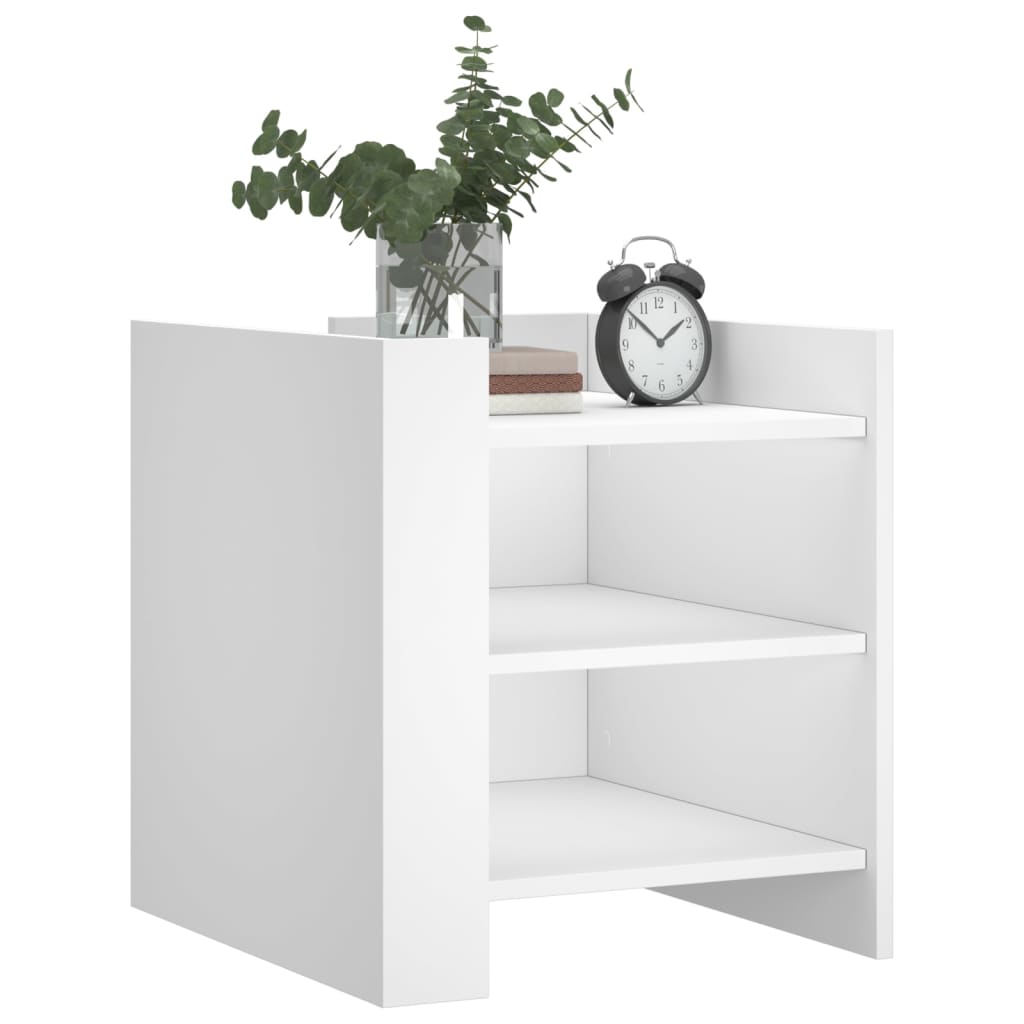 Bedside table, white, 45x50x50cm, engineered wood