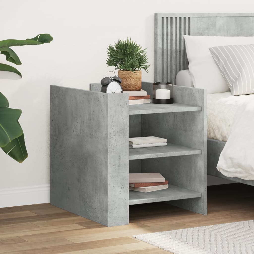 Bedside table, concrete grey, 45x50x50cm, engineered wood