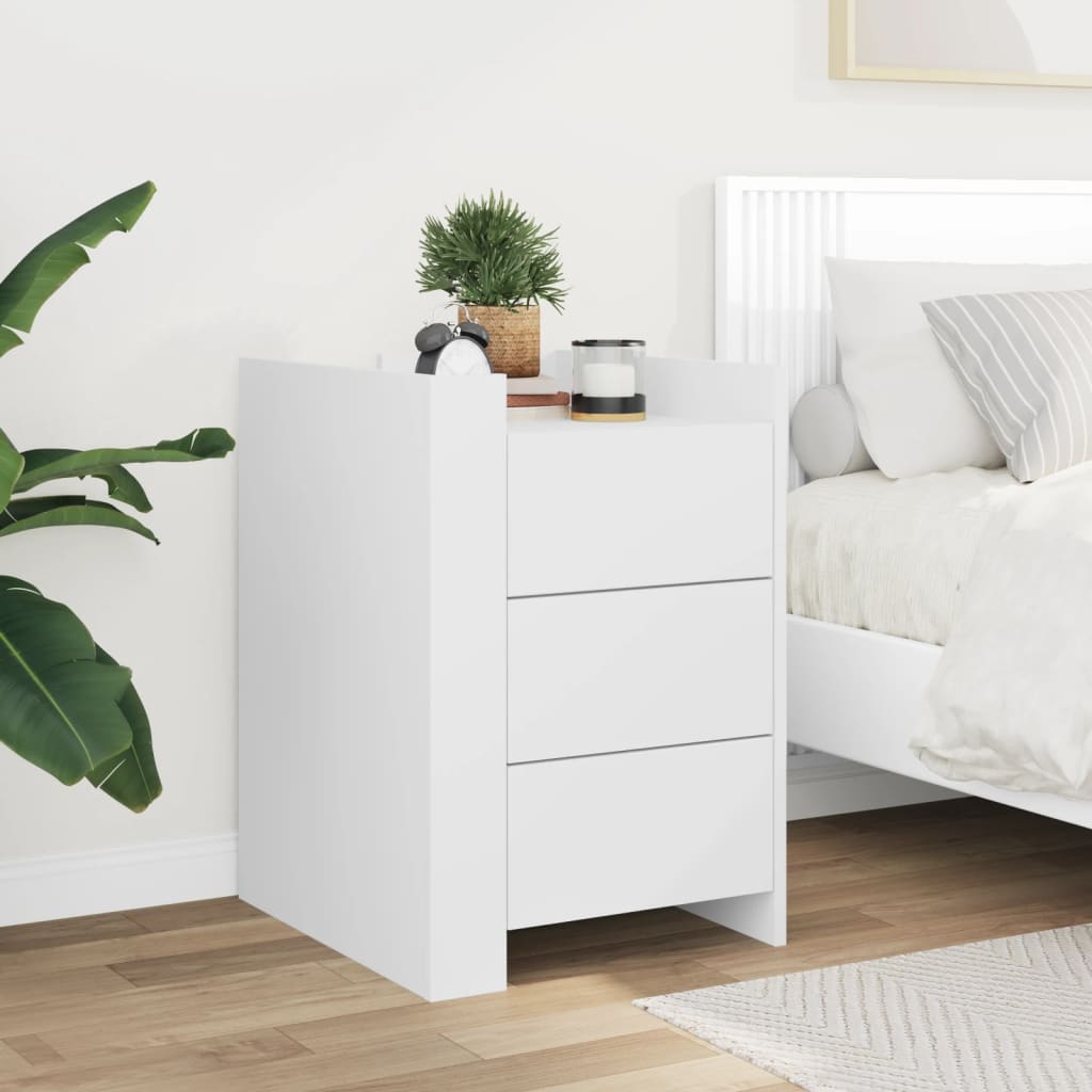 Bedside table, white, 45x50x65cm, engineered wood