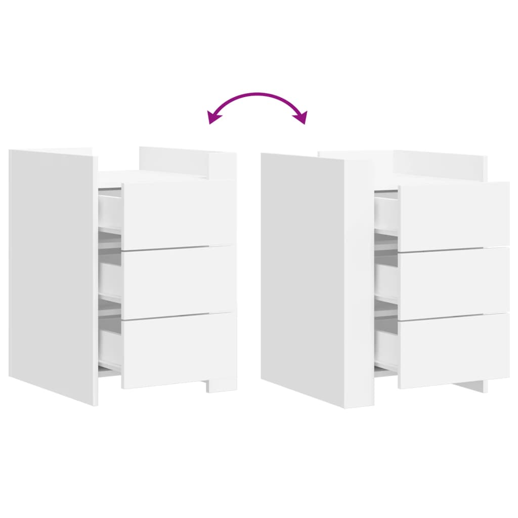 Bedside table, white, 45x50x65cm, engineered wood