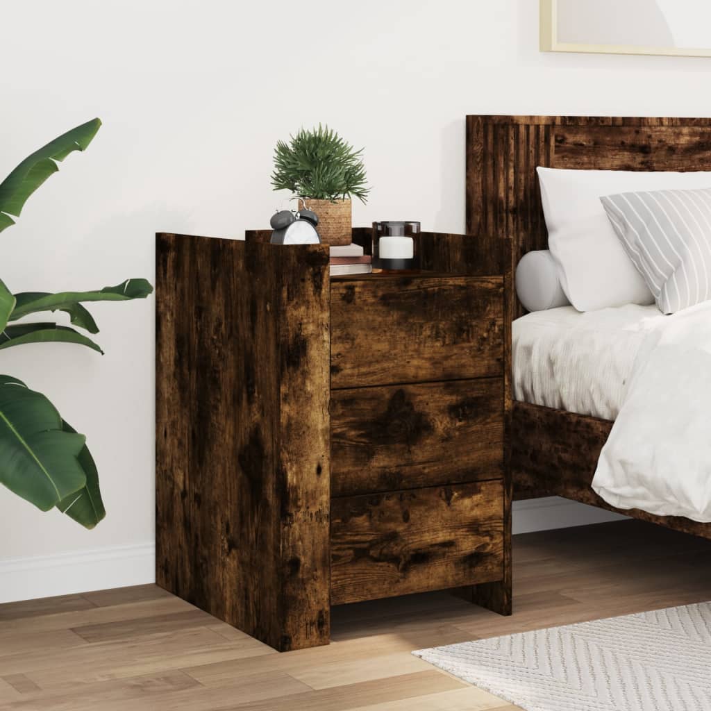 Nightstand, smoked oak, 45x50x65cm, treated wood