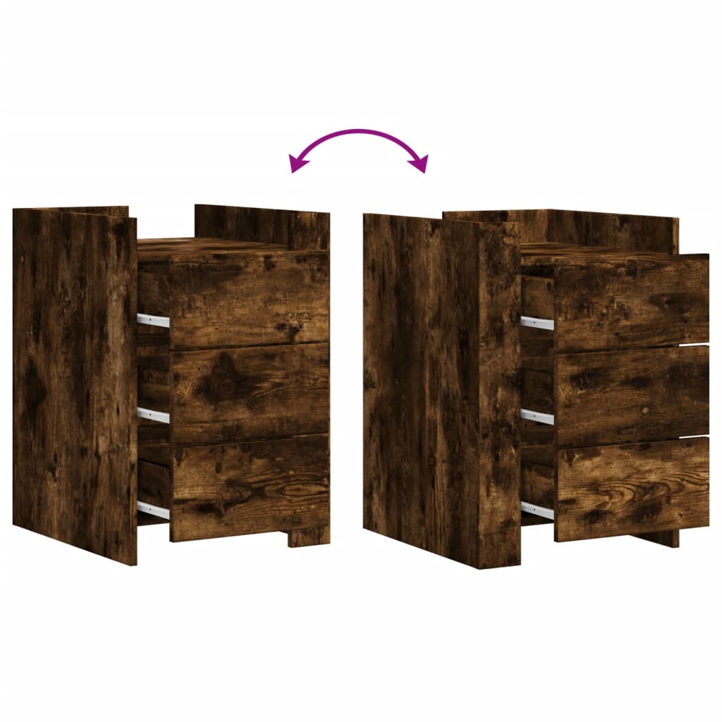 Nightstand, smoked oak, 45x50x65cm, treated wood