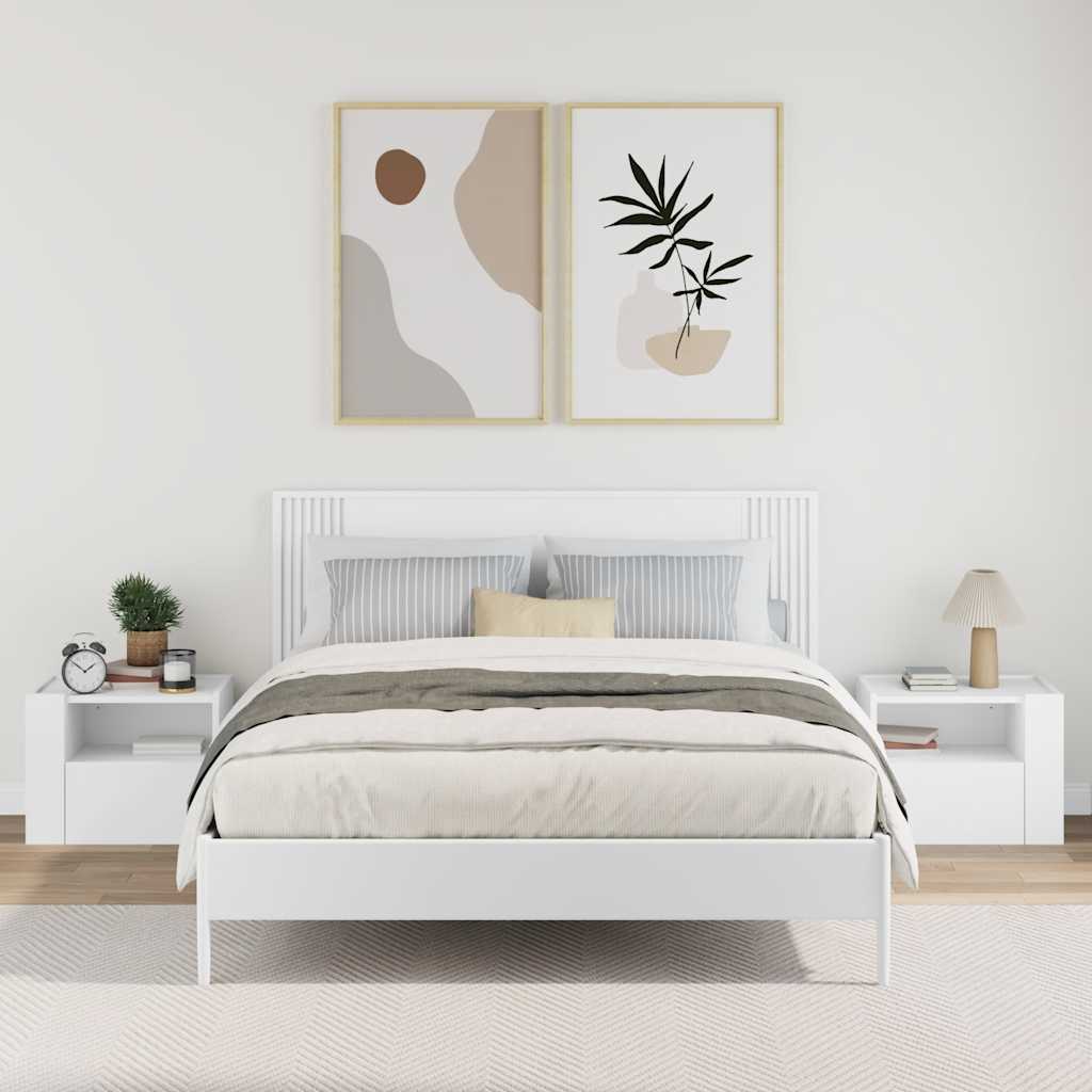 Wall-mounted bedside tables, 2 pcs, white, 45x30x35cm