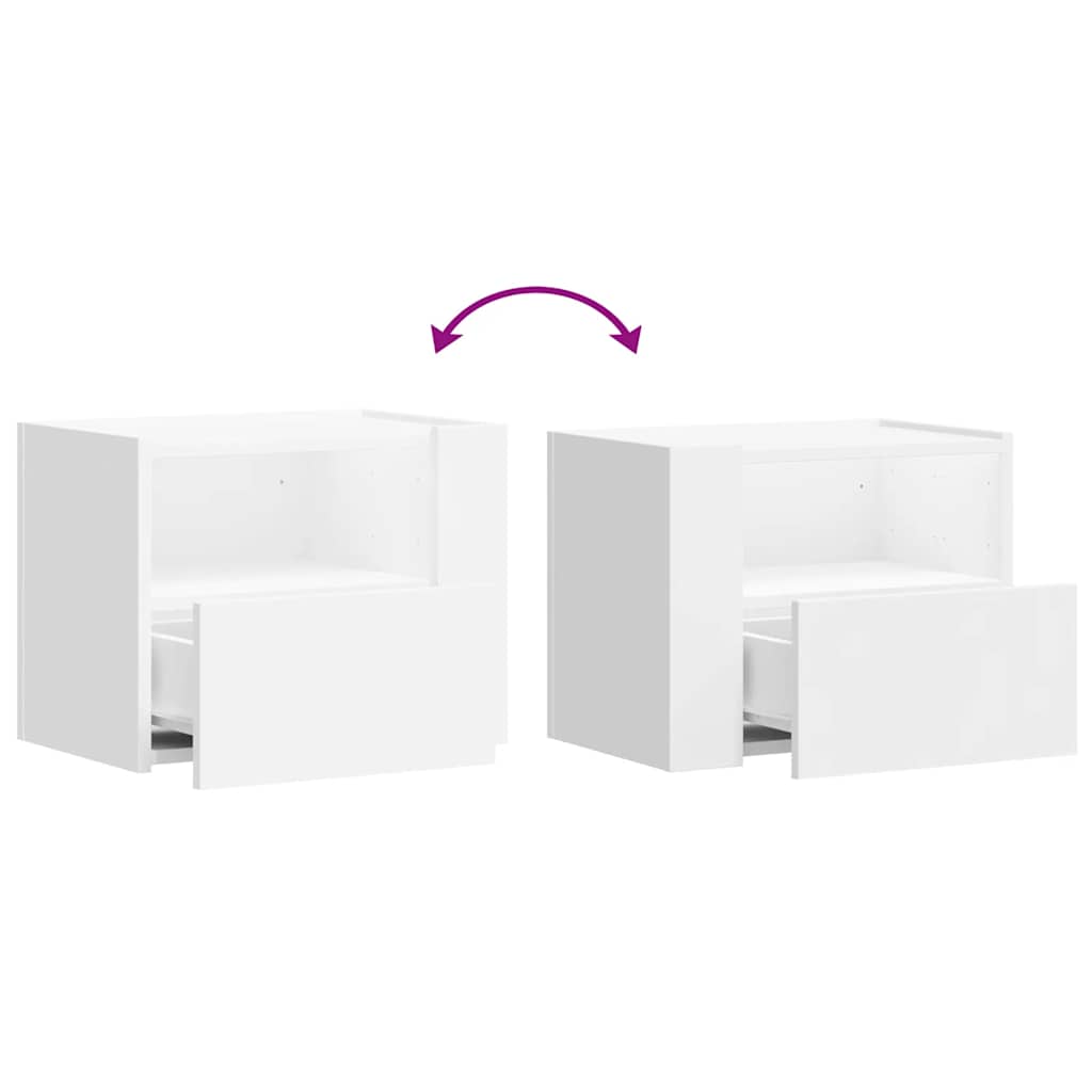 Wall-mounted bedside tables, 2 pcs, white, 45x30x35cm