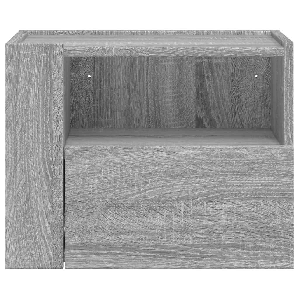 Wall-mounted bedside cabinet, grey oak, 45x30x35cm