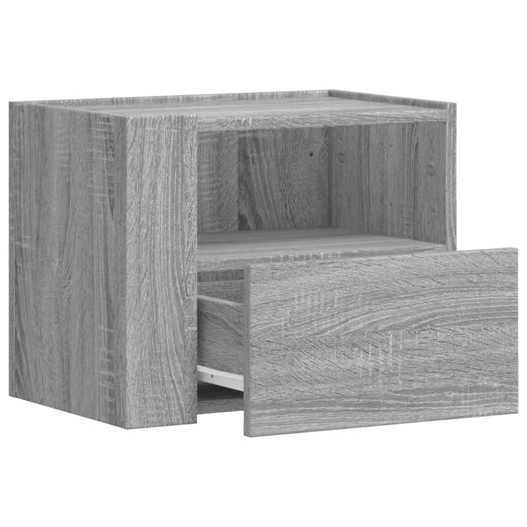 Wall-mounted bedside cabinet, grey oak, 45x30x35cm