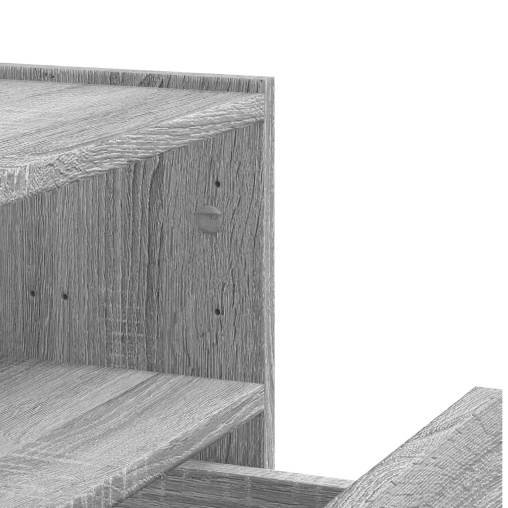 Wall-mounted bedside cabinet, grey oak, 45x30x35cm
