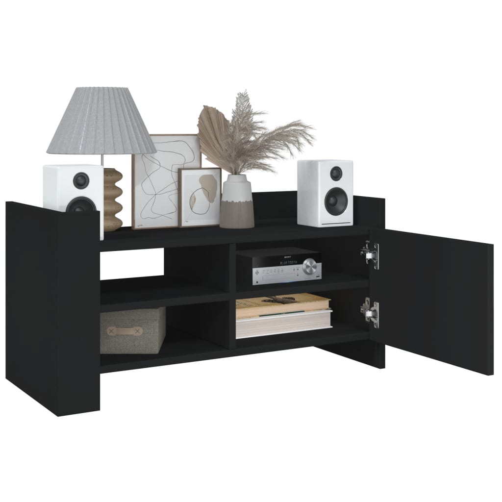 TV cabinet, black, 80x35x40cm, engineered wood