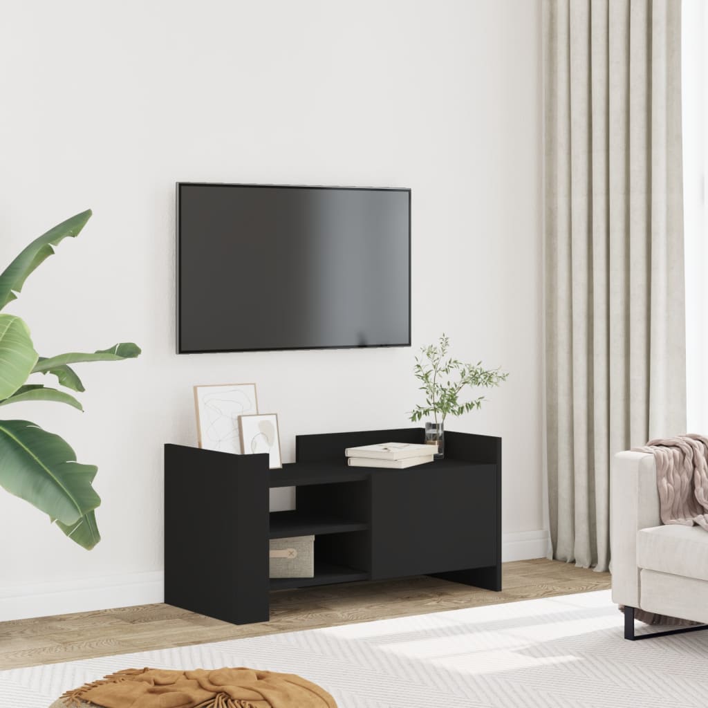 TV cabinet, black, 80x35x40cm, engineered wood