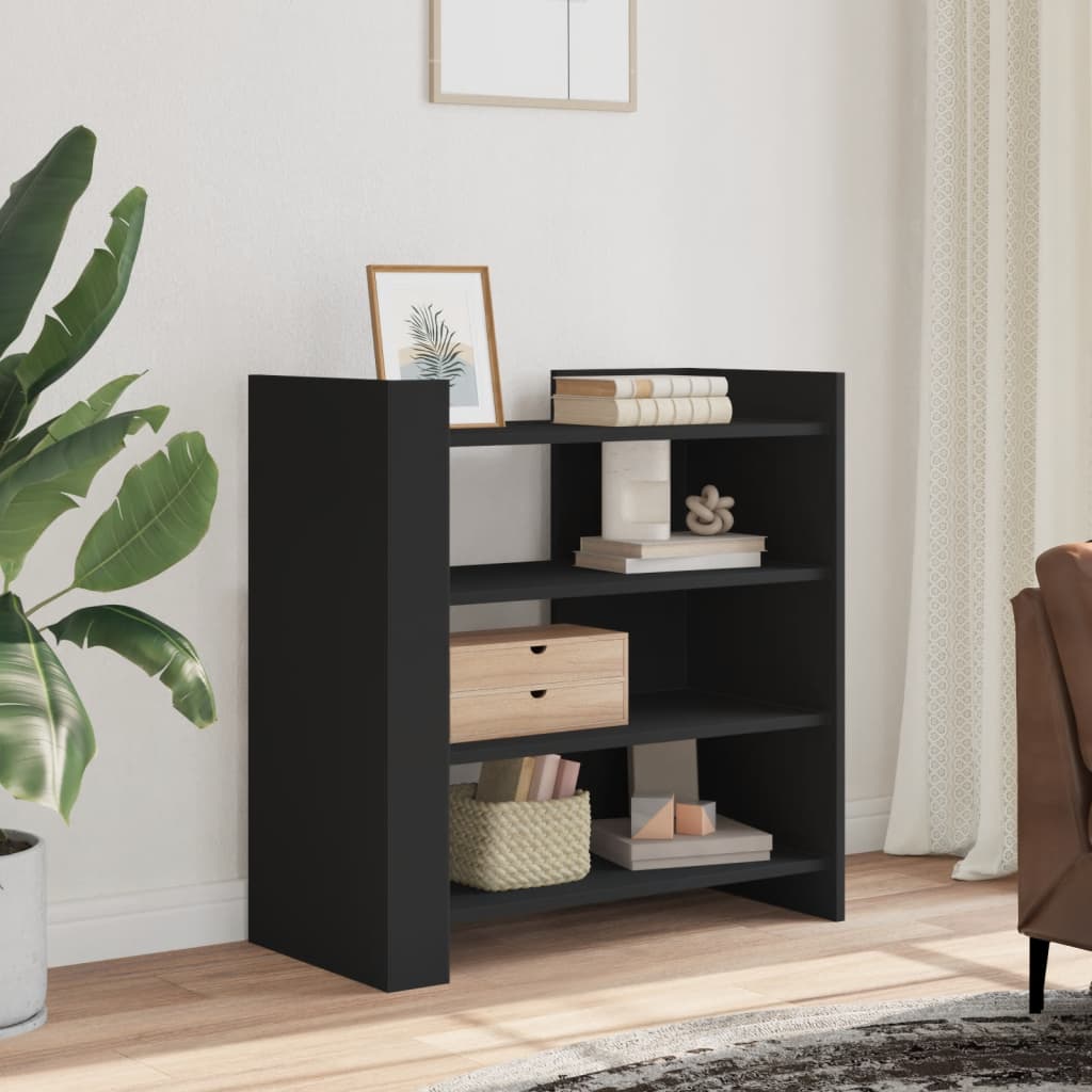 Side cabinet, black, 73.5x35x75cm, engineered wood