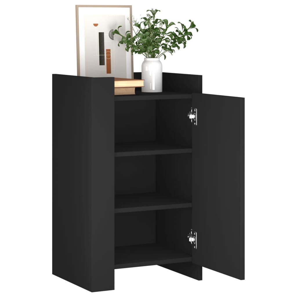 Side cabinet, black, 45x35x75cm, engineered wood