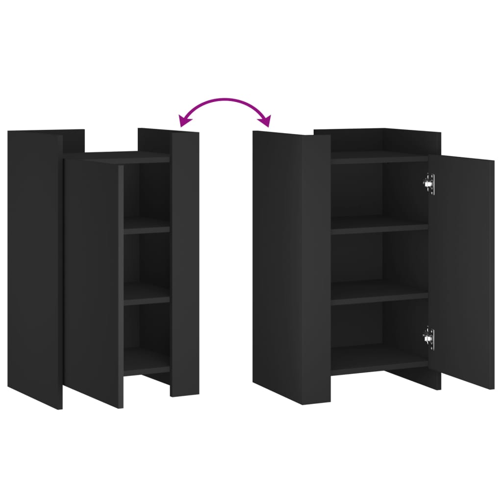 Side cabinet, black, 45x35x75cm, engineered wood
