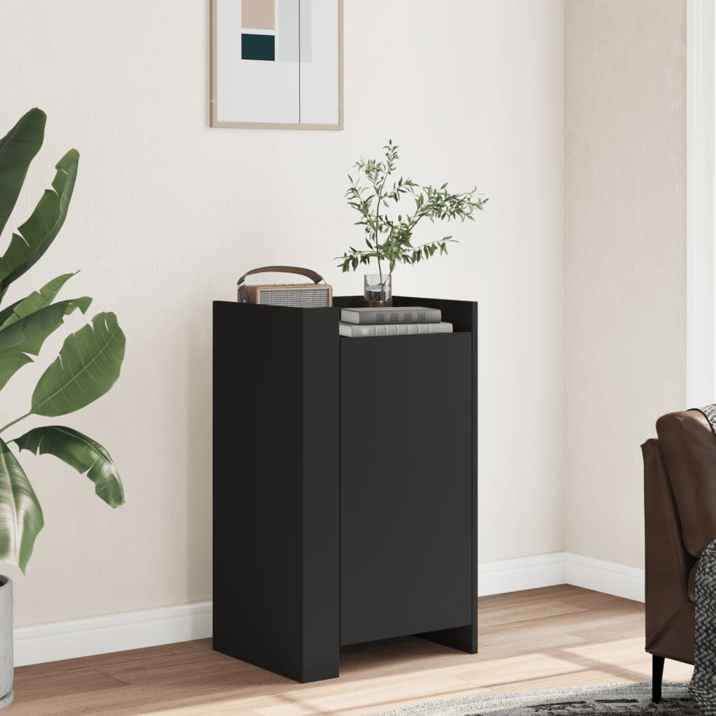 Side cabinet, black, 45x35x75cm, engineered wood