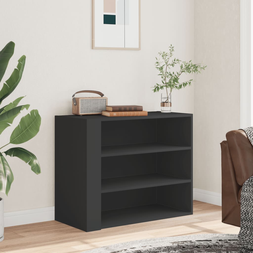 Wall cabinet, black, 75x35x60cm, treated wood