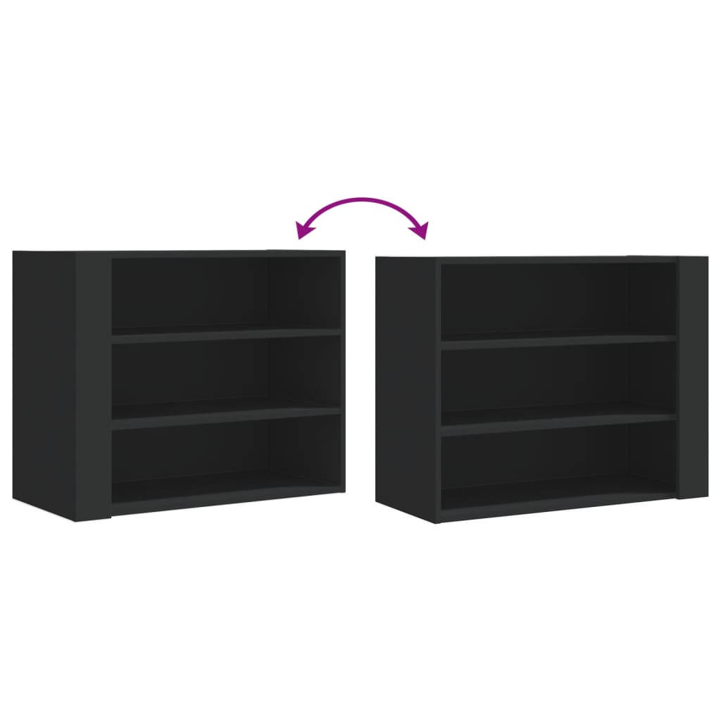 Wall cabinet, black, 75x35x60cm, treated wood