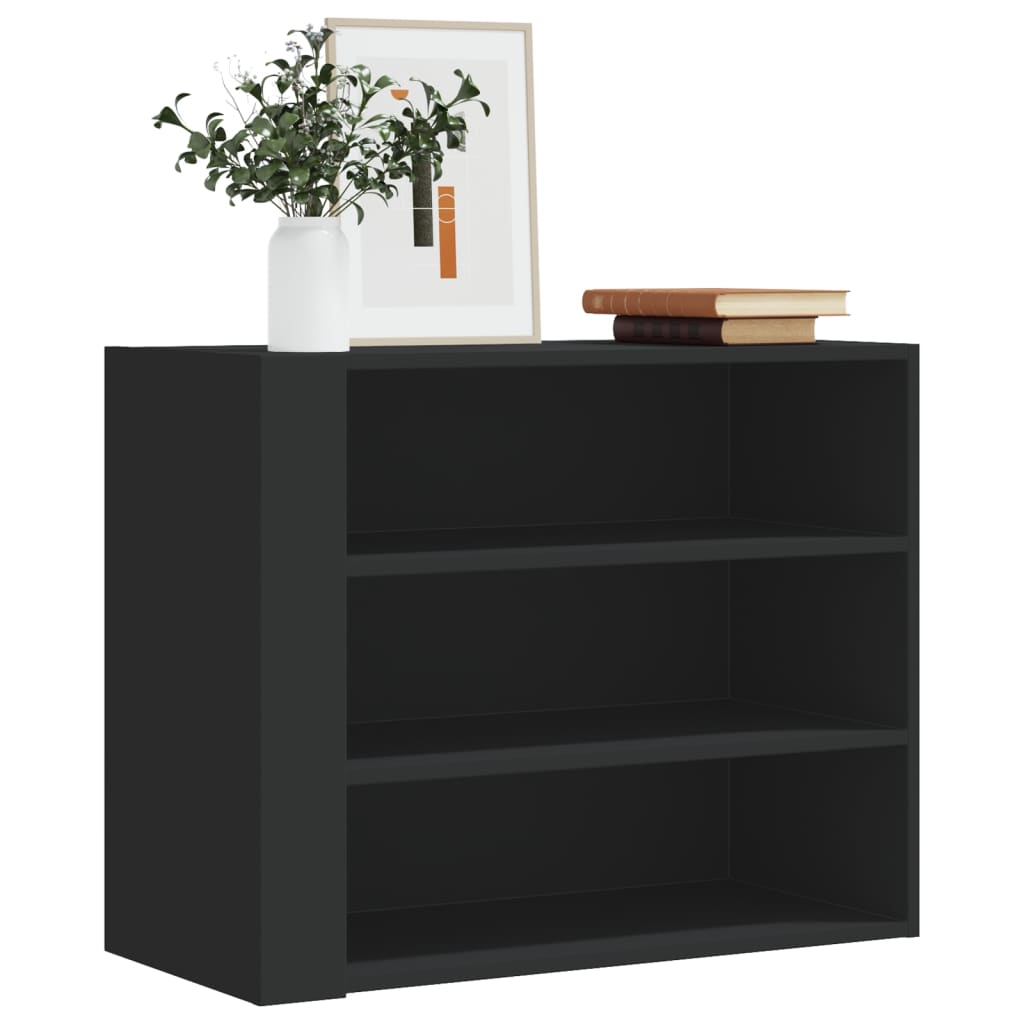 Wall cabinet, black, 75x35x60cm, treated wood