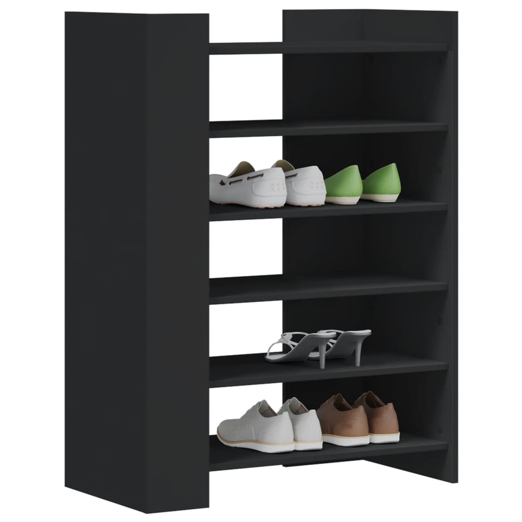 Shoe cabinet, black, 74.5x37.5x100cm, engineered wood