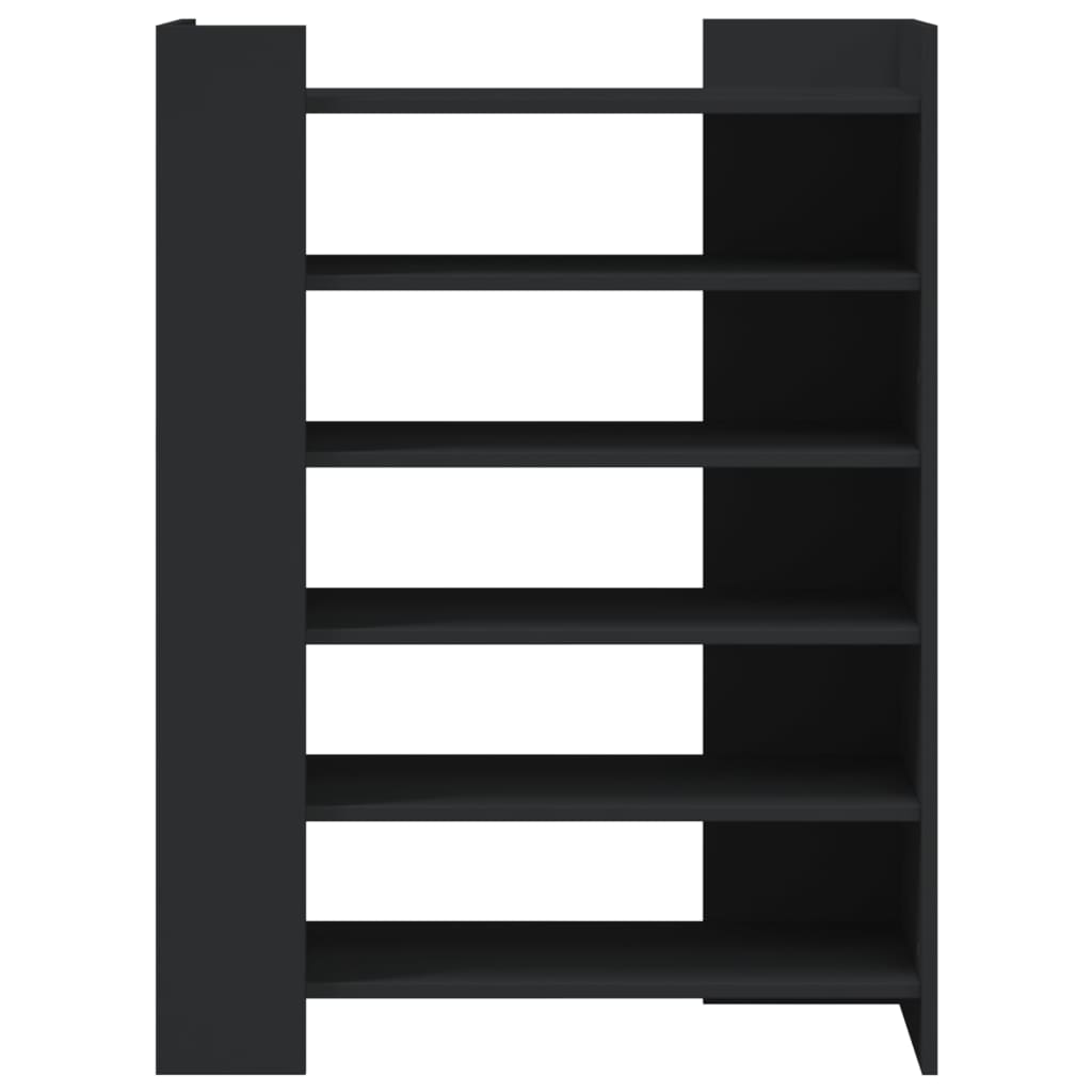Shoe cabinet, black, 74.5x37.5x100cm, engineered wood