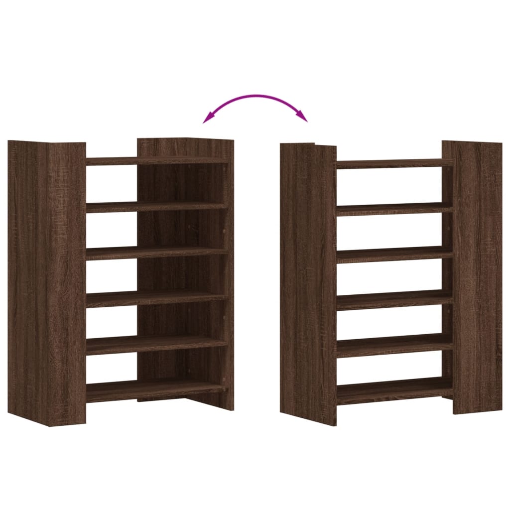 Shoe cabinet, brown oak, 74.5x37.5x100cm, engineered wood