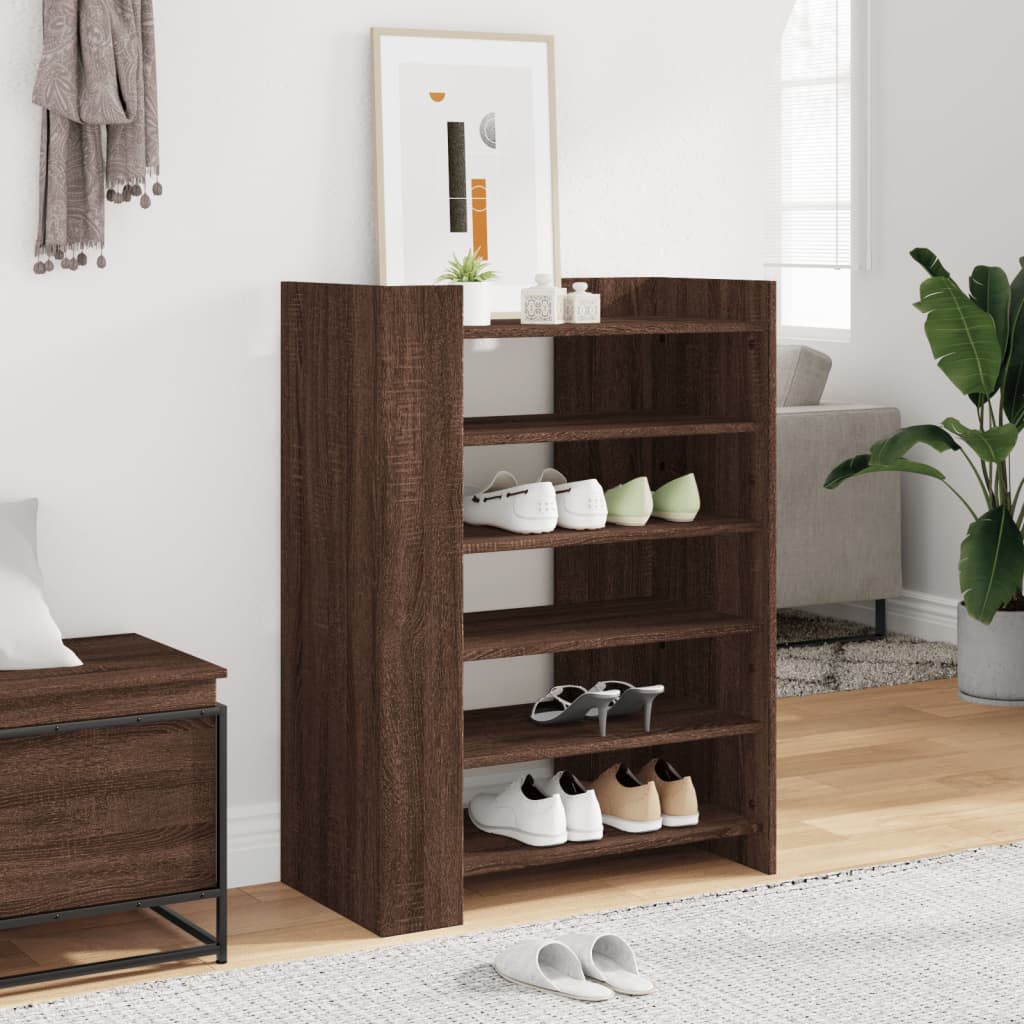 Shoe cabinet, brown oak, 74.5x37.5x100cm, engineered wood