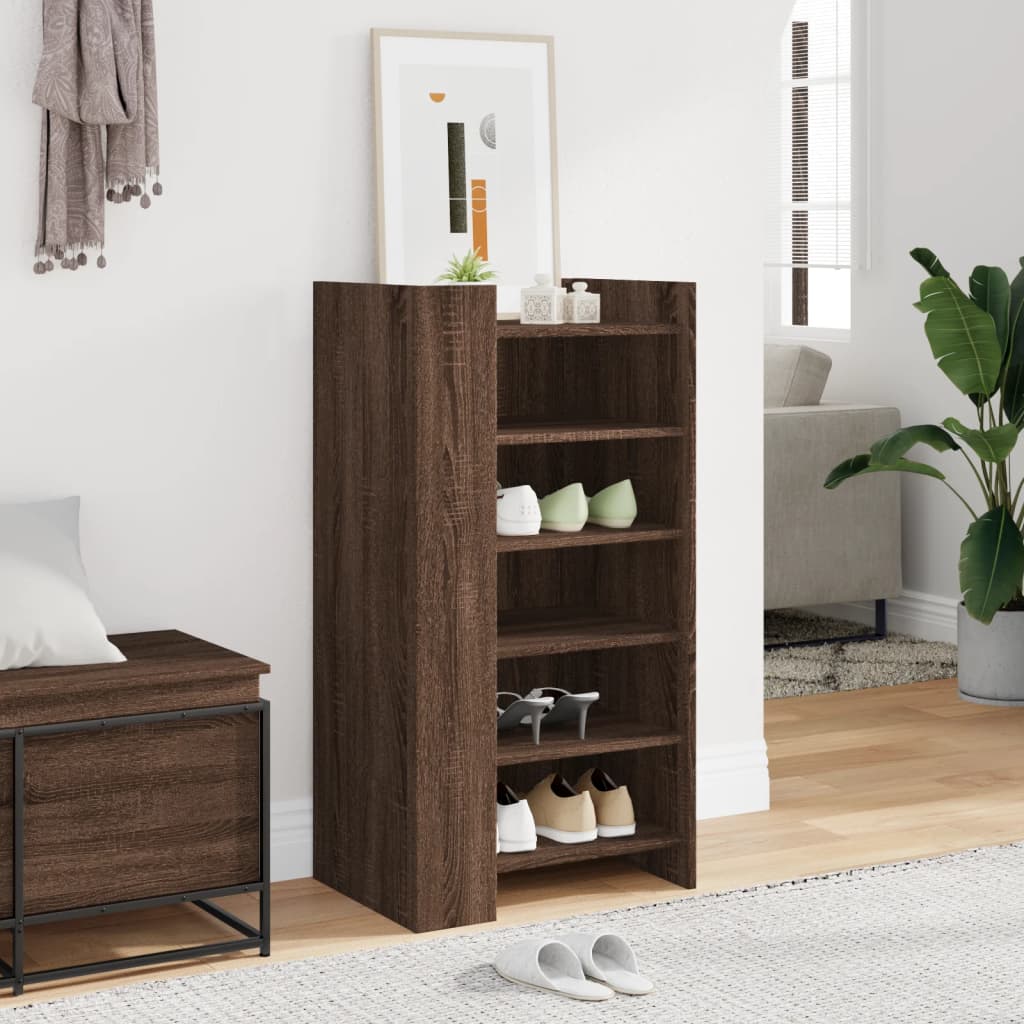 Shoe cabinet, brown oak, 52x37.5x100cm, engineered wood