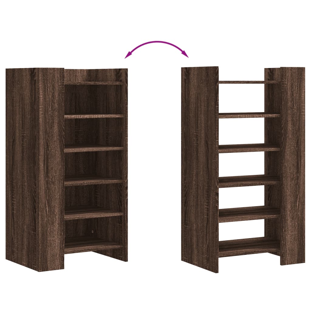 Shoe cabinet, brown oak, 52x37.5x100cm, engineered wood